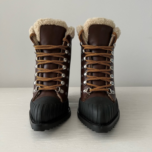 Chloe Rylee shearling-trimmed leather and rubber ankle boots 39 - Picture 4 of 7